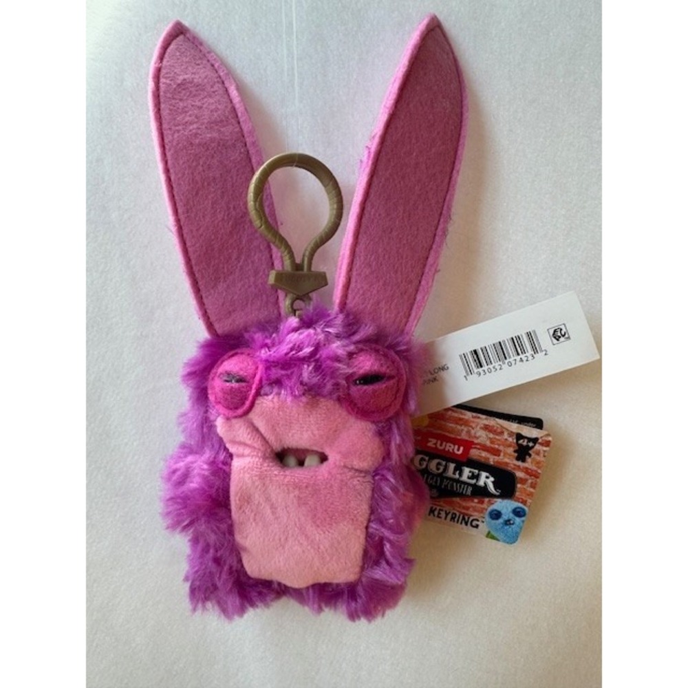 Mini Fuggler Plush Clip-On Keyring LORD LONG EARS PINK Ugly Silly Keychain‎ Gift